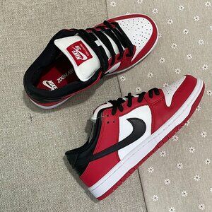 Nike Dunk Sb Pro Low-Top Sneakers Unisex Black White And Red